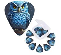 12 Pack Guitar Picks 3 Different Thickness Guitar Plectrums With Storage Box Blue Owl Guitar Picks Medium Thin Guitar Accessories 4pcs 0.46mm 4pcs 0.71mm 4pcs 0.96mm