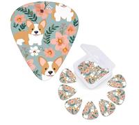 12 Pack Guitar Picks 3 Different Thickness Guitar Plectrums With Storage Box Corgi Floral Flowers Spring Garden Guitar Picks Medium Thin Guitar Accessories 4pcs 0.46mm 4pcs 0.71mm 4pcs 0.96mm