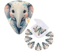 12 Pack Guitar Picks 3 Different Thickness Guitar Plectrums With Storage Box Cute Baby Elephant Watercolor Guitar Picks Medium Thin Guitar Accessories 4pcs 0.46mm 4pcs 0.71mm 4pcs 0.96mm
