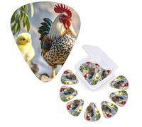 12 Pack Guitar Picks 3 Different Thickness Guitar Plectrums With Storage Box Cute Rooster Chickens Guitar Picks Medium Thin Guitar Accessories 4pcs 0.46mm 4pcs 0.71mm 4pcs 0.96mm