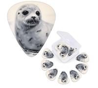 12 Pack Guitar Picks 3 Different Thickness Guitar Plectrums With Storage Box Harp Seal Painting Guitar Picks Medium Thin Guitar Accessories 4pcs 0.46mm 4pcs 0.71mm 4pcs 0.96mm