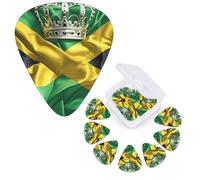 12 Pack Guitar Picks 3 Different Thickness Guitar Plectrums With Storage Box Jamaica Flag Guitar Picks Medium Thin Guitar Accessories 4pcs 0.46mm 4pcs 0.71mm 4pcs 0.96mm