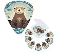 12 Pack Guitar Picks 3 Different Thickness Guitar Plectrums With Storage Box Lovely Sea Otter Print Guitar Picks Medium Thin Guitar Accessories 4pcs 0.46mm 4pcs 0.71mm 4pcs 0.96mm