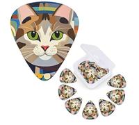 12 Pack Guitar Picks 3 Different Thickness Guitar Plectrums With Storage Box Mid-Century Modern Art Cat Guitar Picks Medium Thin Guitar Accessories 4pcs 0.46mm 4pcs 0.71mm 4pcs 0.96mm