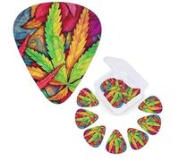 12 Pack Guitar Picks 3 Different Thickness Guitar Plectrums With Storage Box Multicolor Leaf Weed Art Guitar Picks Medium Thin Guitar Accessories 4pcs 0.46mm 4pcs 0.71mm 4pcs 0.96mm