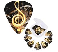 12 Pack Guitar Picks 3 Different Thickness Guitar Plectrums With Storage Box Music Notes Print Guitar Picks Medium Thin Guitar Accessories 4pcs 0.46mm 4pcs 0.71mm 4pcs 0.96mm