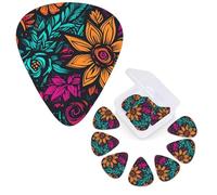12 Pack Guitar Picks 3 Different Thickness Guitar Plectrums With Storage Box Neon Colors Pattern Guitar Picks Medium Thin Guitar Accessories 4pcs 0.46mm 4pcs 0.71mm 4pcs 0.96mm