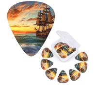 12 Pack Guitar Picks 3 Different Thickness Guitar Plectrums With Storage Box Pirate Ship In The Sunset Guitar Picks Medium Thin Guitar Accessories 4pcs 0.46mm 4pcs 0.71mm 4pcs 0.96mm