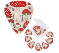 12 Pack Guitar Picks 3 Different Thickness Guitar Plectrums With Storage Box Red White Mushroom Guitar Picks Medium Thin Guitar Accessories 4pcs 0.46mm 4pcs 0.71mm 4pcs 0.96mm