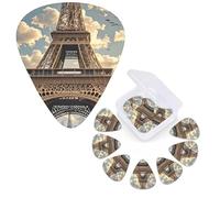 12 Pack Guitar Picks 3 Different Thickness Guitar Plectrums With Storage Box Vintage Eiffel Tower Guitar Picks Medium Thin Guitar Accessories 4pcs 0.46mm 4pcs 0.71mm 4pcs 0.96mm