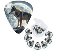 12 Pack Guitar Picks 3 Different Thickness Guitar Plectrums With Storage Box Wolf Under Moon Guitar Picks Medium Thin Guitar Accessories 4pcs 0.46mm 4pcs 0.71mm 4pcs 0.96mm