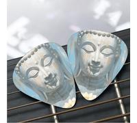 12 Pack Guitar Picks 3 Different Thickness Plectrums with Storage Box Abstract Buddha Guitar Picks Medium Thin Accessories (0.46mm, 0.71mm, 0.96mm)