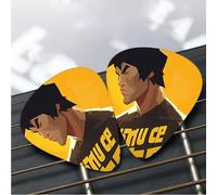 12 Pack Guitar Picks 3 Different Thickness Plectrums with Storage Box Kung Fu Bruce Lee Guitar Picks Medium Thin Accessories (0.46mm, 0.71mm, 0.96mm)