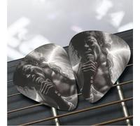 12 Pack Guitar Picks 3 Different Thickness Plectrums with Storage Box Michael Jackson Guitar Picks Medium Thin Accessories (0.46mm, 0.71mm, 0.96mm)