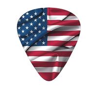12 Pack Guitar Picks American Flag Print Plectrums With Organizer Storage Box Thin Medium Heavy, For Guitar Bass