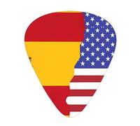 12 Pack Guitar Picks American Spain Flag Print Plectrums With Organizer Storage Box Thin Medium Heavy, For Guitar Bass