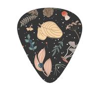 12 Pack Guitar Picks,Berries, Fern, Flowers And Mushrooms 3 Different Thickness Guitar Pick Plectrums For Bass,Ukulele,Electric,Acoustic Guitar