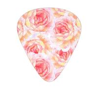 12 Pack Guitar Picks,Blush And Peach Watercolor Floral 3 Different Thickness Guitar Pick Plectrums For Bass,Ukulele,Electric,Acoustic Guitar