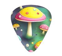 12 Pack Guitar Picks Colorful Dream Mushroom Print Plectrums With Organizer Storage Box Thin Medium Heavy, For Guitar Bass