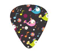 12 Pack Guitar Picks,Colorful Musical Birds 3 Different Thickness Guitar Pick Plectrums For Bass,Ukulele,Electric,Acoustic Guitar