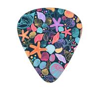 12 Pack Guitar Picks,Colorful Seashells And Starfish 3 Different Thickness Guitar Pick Plectrums For Bass,Ukulele,Electric,Acoustic Guitar