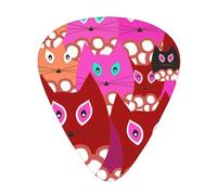12 Pack Guitar Picks,Cute Cartoon Funny Cats 3 Different Thickness Guitar Pick Plectrums For Bass,Ukulele,Electric,Acoustic Guitar