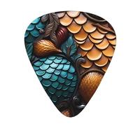 12 Pack Guitar Picks fishscale pattern Print Plectrums With Organizer Storage Box Thin Medium Heavy, For Guitar Bass