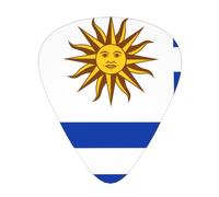 12 Pack Guitar Picks Flag of Uruguay Print Plectrums With Organizer Storage Box Thin Medium Heavy, For Guitar Bass