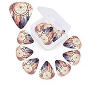 12 Pack Guitar Picks for Acoustic Guitar with Organizer Storage Box,Bass Pick 0.46 mm 0.71 mm 0.96 mm Guitar Pick Native American Dream Catcher Celluloid plectrums Guitar Accessories