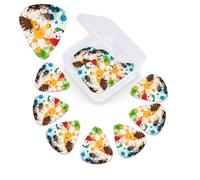 12 Pack Guitar Picks for Acoustic Guitar with Organizer Storage Box,Bass Pick 0.46 mm 0.71 mm 0.96 mm Guitar Pick Abstract Paint Splashes Celluloid plectrums Guitar Accessories
