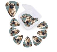 12 Pack Guitar Picks for Acoustic Guitar with Organizer Storage Box,Bass Pick 0.46 mm 0.71 mm 0.96 mm Guitar Pick Yoga pug Celluloid plectrums Guitar Accessories