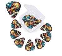 12 Pack Guitar Picks for Acoustic Guitar with Organizer Storage Box,Bass Pick 0.46 mm 0.71 mm 0.96 mm Guitar Pick Color Graffiti Octopus Celluloid plectrums Guitar Accessories