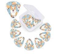 12 Pack Guitar Picks for Acoustic Guitar with Organizer Storage Box,Bass Pick 0.46 mm 0.71 mm 0.96 mm Guitar Pick Corgi Pattern Corgi Pattern Celluloid plectrums Guitar Accessories