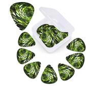 12 Pack Guitar Picks for Acoustic Guitar with Organizer Storage Box,Bass Pick 0.46 mm 0.71 mm 0.96 mm Guitar Pick Abstract Green Snake Celluloid plectrums Guitar Accessories