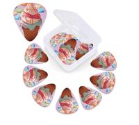 12 Pack Guitar Picks for Acoustic Guitar with Organizer Storage Box,Bass Pick 0.46 mm 0.71 mm 0.96 mm Guitar Pick Many colored ice cream Celluloid plectrums Guitar Accessories