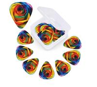 12 Pack Guitar Picks for Acoustic Guitar with Organizer Storage Box,Bass Pick 0.46 mm 0.71 mm 0.96 mm Guitar Pick Rainbow Rose Celluloid plectrums Guitar Accessories