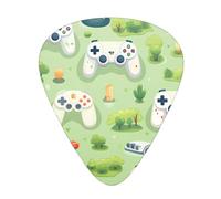 12 Pack Guitar Picks Gamepad in the grass Print Plectrums With Organizer Storage Box Thin Medium Heavy, For Guitar Bass