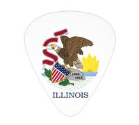 12 Pack Guitar Picks Illinois State Flag Print Plectrums With Organizer Storage Box Thin Medium Heavy, For Guitar Bass