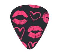 12 Pack Guitar Picks,Lipstick Kisses On A Black 3 Different Thickness Guitar Pick Plectrums For Bass,Ukulele,Electric,Acoustic Guitar