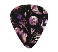 12 Pack Guitar Picks,Magic Goth Moon Butterfly 3 Different Thickness Guitar Pick Plectrums For Bass,Ukulele,Electric,Acoustic Guitar