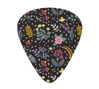 12 Pack Guitar Picks,Meadow Herbs And Flowers Botanical 3 Different Thickness Guitar Pick Plectrums For Bass,Ukulele,Electric,Acoustic Guitar