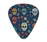 12 Pack Guitar Picks,Mexican Sugar Skull 3 Different Thickness Guitar Pick Plectrums For Bass,Ukulele,Electric,Acoustic Guitar