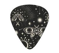 12 Pack Guitar Picks,Moth Sun Moon Magic Occult 3 Different Thickness Guitar Pick Plectrums For Bass,Ukulele,Electric,Acoustic Guitar