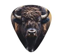 12 Pack Guitar Picks North American bison Print Plectrums With Organizer Storage Box Thin Medium Heavy, For Guitar Bass
