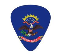 12 Pack Guitar Picks North Dakota State Flag Print Plectrums With Organizer Storage Box Thin Medium Heavy, For Guitar Bass