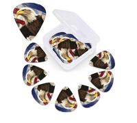 12 Pack Guitar Picks Personalized Guitar Picks with Organizer Storage Box Guitar Plectrum American USA Flag Eagle Art Guitar Pick Set Guitar Accessories for Bass Electric Ukulele Guitar Players