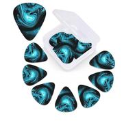12 Pack Guitar Picks Personalized Guitar Picks with Organizer Storage Box Guitar Plectrum Black and blue swirl pictures Guitar Pick Set Guitar Accessories for Bass Electric Ukulele Guitar Players