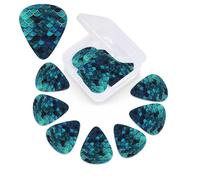 12 Pack Guitar Picks Personalized Guitar Picks with Organizer Storage Box Guitar Plectrum Blue fish scale pattern Guitar Pick Set Guitar Accessories for Bass Electric Ukulele Guitar Players