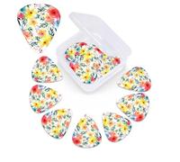 12 Pack Guitar Picks Personalized Guitar Picks with Organizer Storage Box Guitar Plectrum Bright floral watercolor Guitar Pick Set Guitar Accessories for Bass Electric Ukulele Guitar Players