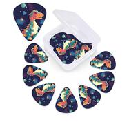 12 Pack Guitar Picks Personalized Guitar Picks with Organizer Storage Box Guitar Plectrum Cartoon dinosaur in space Guitar Pick Set Guitar Accessories for Bass Electric Ukulele Guitar Players